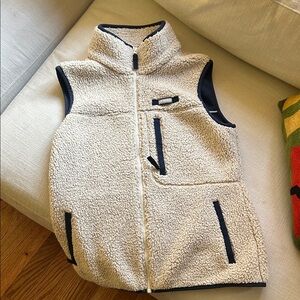 Columbia Cream Fleece Vest with Navy Details